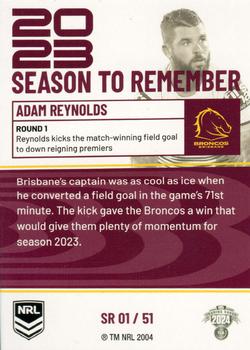 2024 NRL Traders Titanium - 2023 Season To Remember #SR01 Adam Reynolds Back